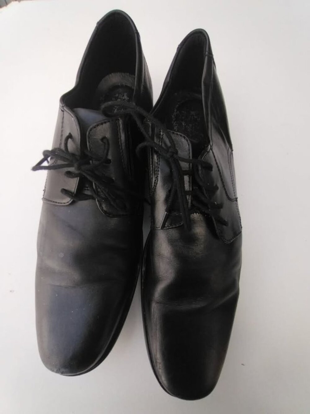 Clarks Mens Black Leather Derby Dress Shoes Oxford Plain Toe Lace Up Size 11.5